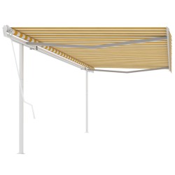 vidaXL Toldo retráctil automático con postes amarillo y blanco 5x3 m
