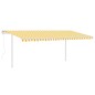 vidaXL Toldo retráctil automático con postes amarillo y blanco 5x3 m vidaXL Toldo retráctil automático con postes amarillo y blanco 5x3 m