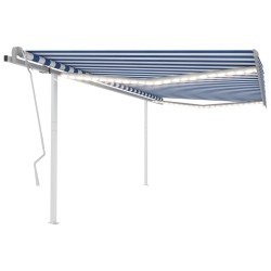 vidaXL Toldo retráctil manual con luz LED azul y blanco 4x3 m