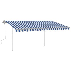 vidaXL Toldo retráctil manual con luz LED azul y blanco 4x3 m
