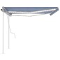 vidaXL Toldo retráctil manual con luz LED azul y blanco 4x3 m