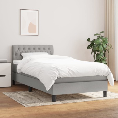 vidaXL Cama box spring con colchón tela gris claro 90x190 cm