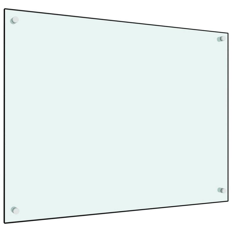  vidaXL Protección salpicaduras cocina vidrio templado blanco 80x60 cm