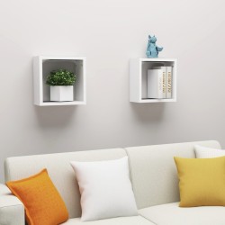 vidaXL Estantes cubo de pared 2 unidades blanco 30x15x30 cm