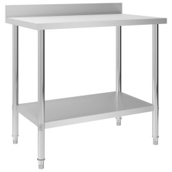 vidaXL Mesa trabajo cocina y salpicadero acero inoxidable 100x60x93 cm