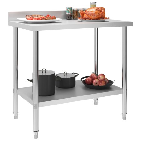 vidaXL Mesa trabajo cocina y salpicadero acero inoxidable 100x60x93 cm