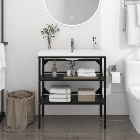 vidaXL Estructura de lavabo de hierro negro 79x38x83 cm