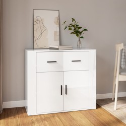vidaXL Aparador de madera contrachapada blanco brillante 80x33x70 cm