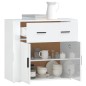 vidaXL Aparador de madera contrachapada blanco brillante 80x33x70 cm vidaXL Aparador de madera contrachapada blanco brillante 80x33x70 cm