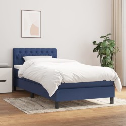 vidaXL Cama box spring con colchón tela azul 80x200 cm