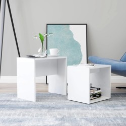 vidaXL Juego de mesas de centro contrachapada blanco brillo 48x30x45cm