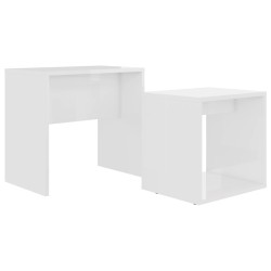 vidaXL Juego de mesas de centro contrachapada blanco brillo 48x30x45cm