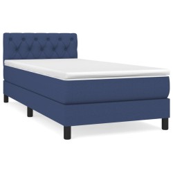 vidaXL Cama box spring con colchón tela azul 80x200 cm