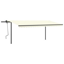 vidaXL Toldo retráctil manual con postes crema 5x3 m
