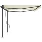 vidaXL Toldo retráctil manual con postes crema 5x3 m vidaXL Toldo retráctil manual con postes crema 5x3 m