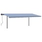 vidaXL Toldo retráctil automático con postes azul y blanco 6x3 m vidaXL Toldo retráctil automático con postes azul y blanco 6x3 m