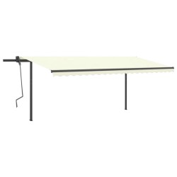 vidaXL Toldo retráctil manual con postes color crema 5x3 m