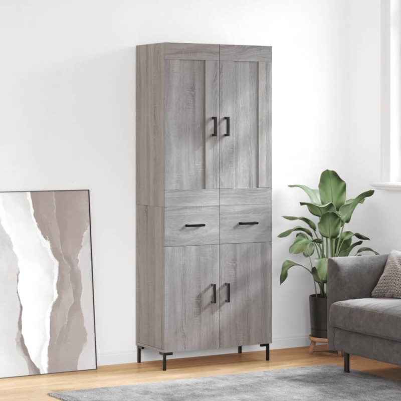 vidaXL Aparador alto madera contrachapada gris sonoma 69,5x34x180 cm vidaXL Aparador alto madera contrachapada gris sonoma 69,5x34x180 cm