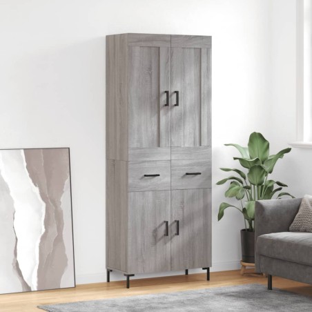 vidaXL Aparador alto madera contrachapada gris sonoma 69,5x34x180 cm