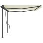 vidaXL Toldo retráctil manual con postes color crema 5x3 m vidaXL Toldo retráctil manual con postes color crema 5x3 m