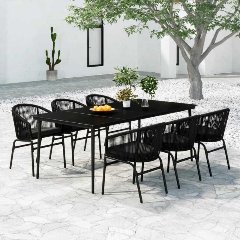 vidaXL Juego de comedor para jardín 7 piezas negro vidaXL Juego de comedor para jardín 7 piezas negro