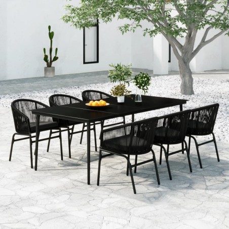 vidaXL Juego de comedor para jardín 7 piezas negro