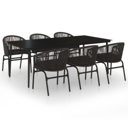 vidaXL Juego de comedor para jardín 7 piezas negro