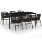 vidaXL Juego de comedor para jardín 7 piezas negro vidaXL Juego de comedor para jardín 7 piezas negro
