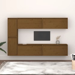 vidaXL Muebles para TV 6 piezas madera maciza de pino marrón miel