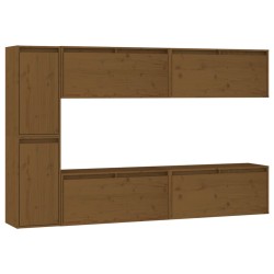vidaXL Muebles para TV 6 piezas madera maciza de pino marrón miel