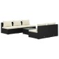 vidaXL Set sofás de jardín 6 piezas y cojines ratán sintético negro vidaXL Set sofás de jardín 6 piezas y cojines ratán sintético negro