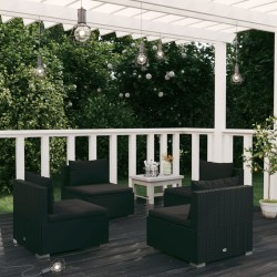 vidaXL Set de muebles de jardín 4 pzas y cojines ratán sintético negro
