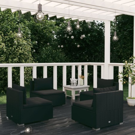 vidaXL Set de muebles de jardín 4 pzas y cojines ratán sintético negro