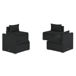 vidaXL Set de muebles de jardín 4 pzas y cojines ratán sintético negro