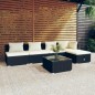 vidaXL Set de muebles de jardín 6 pzas y cojines ratán sintético negro vidaXL Set de muebles de jardín 6 pzas y cojines ratán sintético negro