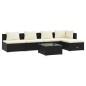 vidaXL Set de muebles de jardín 6 pzas y cojines ratán sintético negro vidaXL Set de muebles de jardín 6 pzas y cojines ratán sintético negro