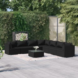 vidaXL Set de muebles de jardín 8 pzas y cojines ratán sintético negro