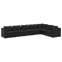 vidaXL Set de muebles de jardín 7 pzas y cojines ratán sintético negro