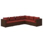 vidaXL Set muebles de jardín 6 piezas y cojines ratán sintético marrón vidaXL Set muebles de jardín 6 piezas y cojines ratán sintético marrón