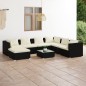 vidaXL Set de muebles de jardín 8 pzas y cojines ratán sintético negro vidaXL Set de muebles de jardín 8 pzas y cojines ratán sintético negro