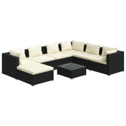 vidaXL Set de muebles de jardín 8 pzas y cojines ratán sintético negro