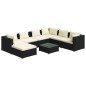 vidaXL Set de muebles de jardín 8 pzas y cojines ratán sintético negro vidaXL Set de muebles de jardín 8 pzas y cojines ratán sintético negro