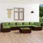 vidaXL Set muebles de jardín 8 piezas y cojines ratán sintético marrón vidaXL Set muebles de jardín 8 piezas y cojines ratán sintético marrón