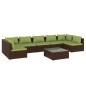 vidaXL Set muebles de jardín 8 piezas y cojines ratán sintético marrón vidaXL Set muebles de jardín 8 piezas y cojines ratán sintético marrón
