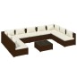 vidaXL Set muebles de jardín 10 pzas y cojines ratán sintético marrón