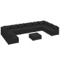 vidaXL Set muebles de jardín 11 pzas y cojines ratán sintético negro