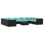 vidaXL Set de muebles de jardín 10 pzas cojines ratán sintético negro vidaXL Set de muebles de jardín 10 pzas cojines ratán sintético negro