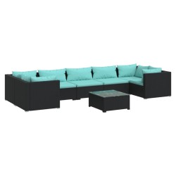vidaXL Set de muebles de jardín 8 pzas y cojines ratán sintético negro