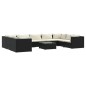 vidaXL Set de muebles de jardín 10 pzs y cojines ratán sintético negro vidaXL Set de muebles de jardín 10 pzs y cojines ratán sintético negro