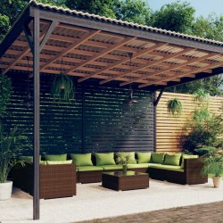 vidaXL Set muebles de jardín 11 pzas y cojines ratán sintético marrón
